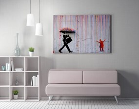 WY64 Banksy Színes eső vászonkép, 50 x 70 cm
