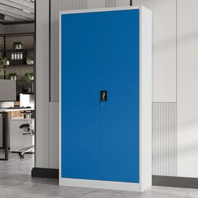 Fém iratszekrény JAN, 900 x 1850 x 400 mm, szürke-kék