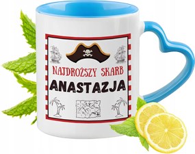 Kék bögre szív alakú füllel Anasztázia számára Ideális Ajándék