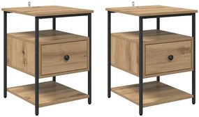 Éjjeliszekrény 2 pcs kézműves tölgy 40 x 42 x 56 cm Faanyag
