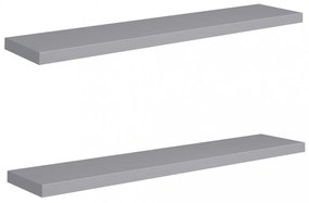 2 db szürke MDF lebegő fali polc 120 x 23,5 x 3,8 cm