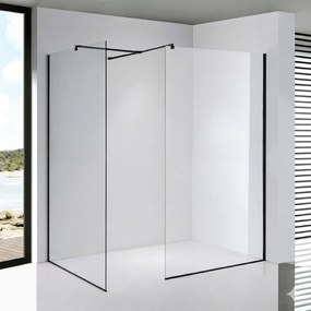 Stuxi Milano Kombi Black Walk-in zuhanyfal, 80x100 cm, 8 mm vastag vízlepergető biztonsági üveggel, 200 cm magas, matt fekete