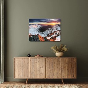 Üveg kép - Téli hegyi panoráma (70x50 cm)