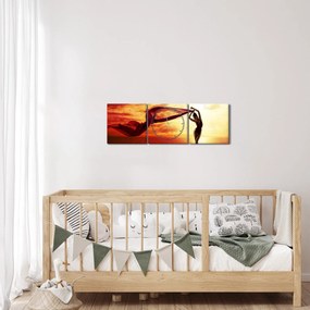 Kép - egy nő sziluettje a naplementében (órával) (90x30 cm)