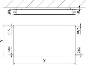 Mexen CHF20 Hygienic lapos radiátor 500 x 500 mm, oldalsó csatlakozás, 431 W, antracit, W420HF-050-050-66