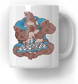 Bögre Elmélkedő Gorilla Sakk Ajándék Majom Monkey Ajándék