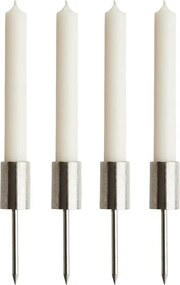 ADVENT koszorúba szúrható gyertyatartó, ezüst 12cm, 4 db-os készlet