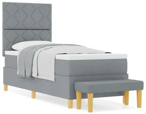 Boxspring Ágy Matracelemmel és Pad Light Grey 80x200 cm Szövet