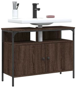 barna tölgy szerelt fa fürdőszobai mosdószekrény 80x30x60 cm