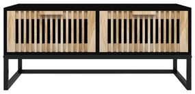Fekete szerelt fa és vas dohányzóasztal 80 x 40 x 35 cm