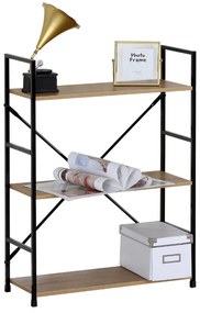 Nyitott könyvespolc, tároló állvány fém lábakkal | 3 szintes aranytölgy | 59x80cm Intenso