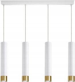 Függő lámpa Tubus Fém Fehér Arany Led GU10