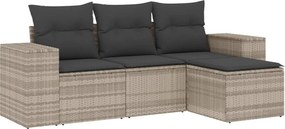 vidaXL 4 részes világosszürke polyrattan kerti ülőgarnitúra párnákkal