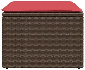 barna polyrattan kerti ülőke párnával 55 x 55 x 37 cm