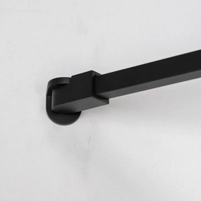Stuxi Eco Black Walk-in zuhanyfal, 100x195 cm, 6 mm vastag vízlepergető biztonsági üveggel, 195 cm magas, helytakarékos sarok stabilizátorral