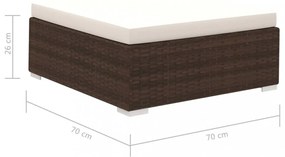 12-részes barna polyrattan kerti bútorszett párnákkal