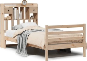 vidaXL tömör fenyőfa könyvespolcos ágy matrac nélkül 100 x 200 cm