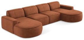 Terrakotta színű zsenília sarokkanapé (U alakú) Omao – Makamii