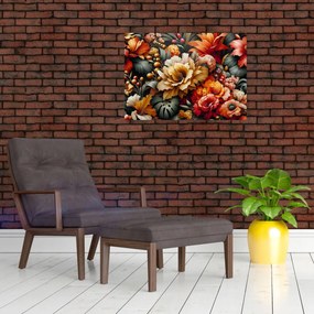 Üveg kép - Narancs-vörös virágok (70x50 cm)