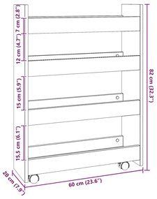 4 szintes kézműves tölgy színű szerelt fa keskeny tárolókocsi