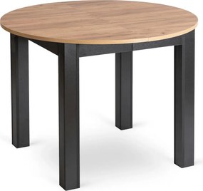 szett étkezőasztal HARRY 102-142 cm craft tölgy/fekete és 6 szék PERU fekete