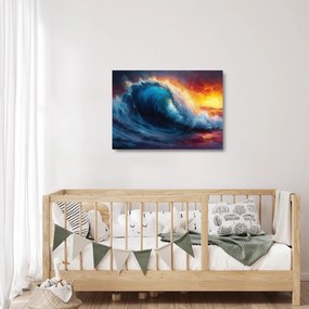Üveg kép - Hullám a naplementében (70x50 cm)