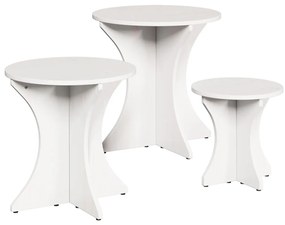 Dohányzóasztal 3 pcs Fehér 46 x 46 x 47 cm Tömör fenyőfa