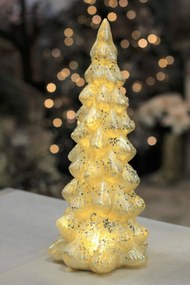Fehér világító üveg karácsonyfa 30cm