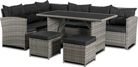 DALLAS kerti bútor szett szürke/fekete