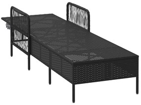 Napozóágy Fekete és krém szín PE Rattan 157 x 55 x 92 cm