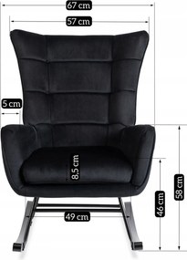 Hintafotel fekete bársony kárpittal – JACKSON