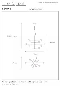 Lucide 21421/10/30 - LEANNE kábeles függőlámpa 10xE27/40W/230V