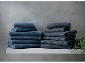 Sötétszürke frottír bio pamut fürdőlepedő 70x140 cm Check – JUNA