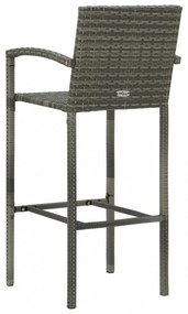 3 részes szürke polyrattan kerti bárszett kartámasszal