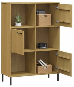 OSLO barna tömör fa könyvszekrény fém lábakkal 90x35x128,5 cm