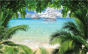 Fotótapéta Tengerpart Pálmafák Óceán Relax vinil 368x254 +ragasztó