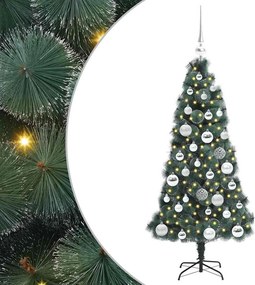 vidaXL Műfenyő világítással és gömbökkel 150 LED-del Zöld 120 cm PET