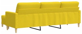 3 személyes világossárga szövet kanapé lábtartóval 210 cm