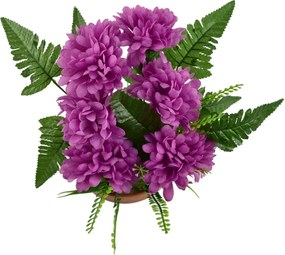 Halottak napi dekoráció Lila krizantémok cserépben, 23 x 22 cm