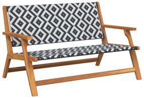 vidaXL Kerti bútor Fekete és Fehér 122 x 78 x 73 cm Tömör Akácfa