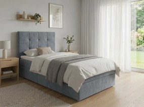 Kárpitozott boxspring ágy DIRELIS TRINITY 90x200 cm szürke Matrac: Bonell rugós matrac