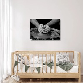 Fekete-fehér kép - kerámia gyártás (üvegen) (70x50 cm)