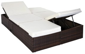 Deuba Kerti rattan ágy barna - krémszínű párnákkal