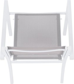 Kerti rakásolható szék, fehér acél/világosszürke, DORIO