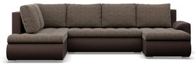 Tokio U sarokkanapé, 3 ágyneműtartóval, fonott + műbőr, baloldali, barna