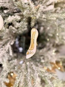 Fehér arany karácsonyi cipellő dísz 8cm