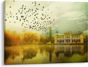 A festett táj képe lakóhelyel (70x50 cm)