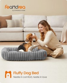 Nagy kutyafekhely, puha párnázással, mosható, 91 x 68 x 18 cm, galambszürke