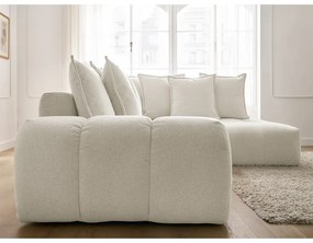 Fehér zsenília kinyitható-tárolóhelyes sarokkanapé (jobb oldali-L alakú) Everest – Bobochic Paris