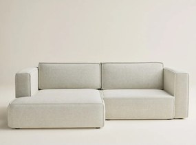 Krémszínű zsenília kinyitható-tárolóhelyes sarokkanapé (bal oldali-heverő résszel) Velto – Maison de Rêve